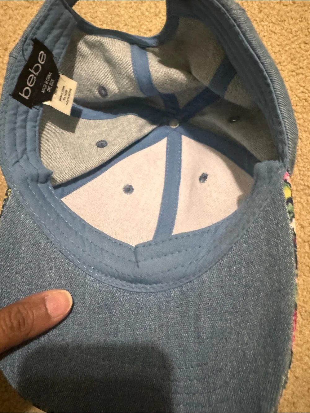 Bebe Denim Floral Baseball Cap